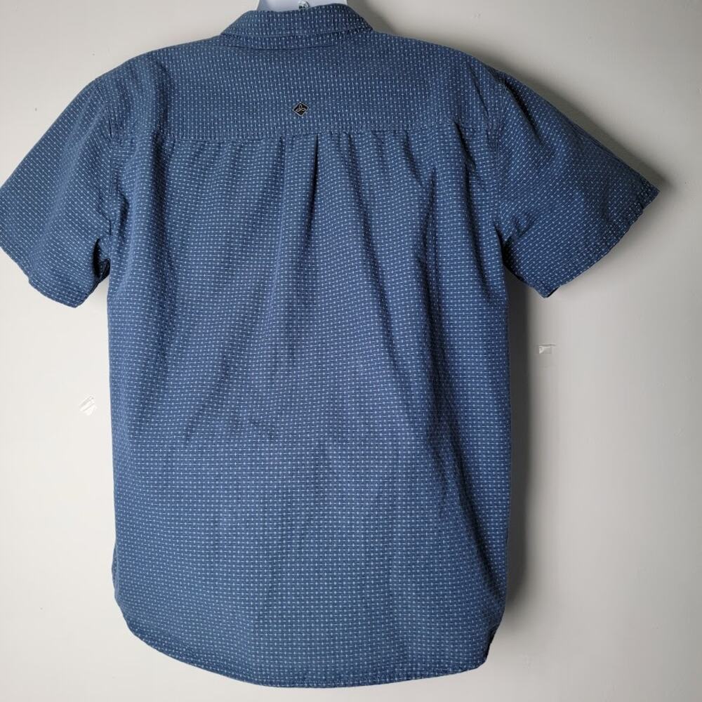 prAna Men’s Short Sleeve Button Up Shirt Blue Geometric‎ Print Casual Size XL - Picture 2 of 8